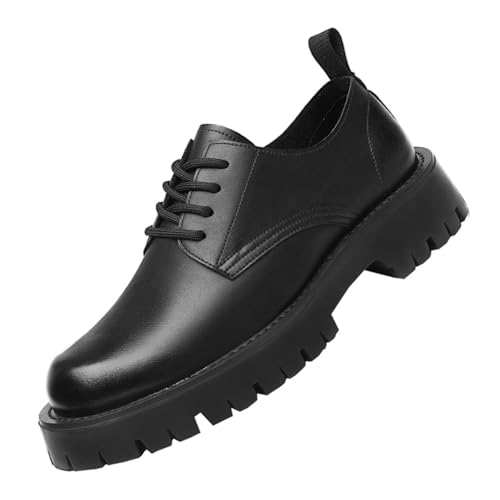 Dress Shoes For Men Men's Retro Casual Low Top Elevator Work Boots Thick Bottom Leather Oxford Shoes for Big Heads
