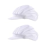 JIHUOO 2 Stück weiße Lebensmittelservice-Hüte, elastische Kochmütze, Kochmütze, Netz, Küchenhut, atmungsaktiv, Küchenhüte, Bäckerhut, Catering, Kochmützen mit Krempe, weiß, 25 x 15 cm (L x W)