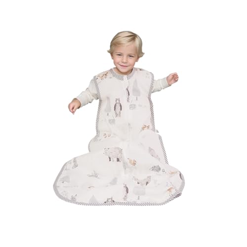 Image of Muslin Toddler Sleep Sack 3T-5T Lightweight Breathable Baby Wearable Blanket for Kids Cotton 0.3-0.5 TOG Summer Sleeping Bag Sleeveless Extra Long Zipper Design
