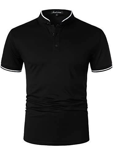 HOOD CREW Mans Fashion Short Sleeve Polo Shirts Summer Casual Band Collar Tops Shirt2