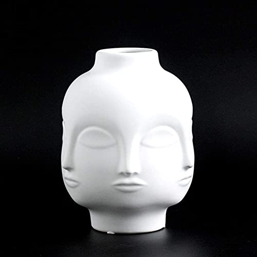 YLLQXI Witte keramische decoratieve vaas vaas, mooie plantenpot, gezichtsplanter, gezichtsvaas, bloempot, decoratief handwerk voor thuis, kantoor, winkels - Afbeelding 8