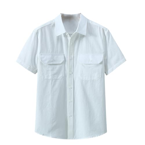 Chemise été homme coton blanc premium mince style américain finitions délavées