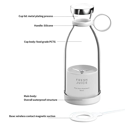tamanho pessoal, liquidificador portátil s-moothies 350 ml com 4 lâminas, copo suco rápido recarregá