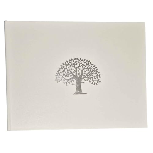 Árbol de la vida, libro de condolencias funerarias, páginas interiores informales en blanco, en caja, blanco, tamaño 218 x 160 mm