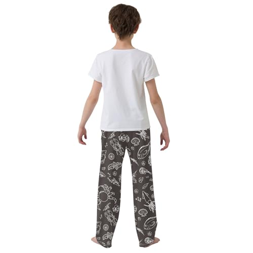 ZZXXB Retro Lobster Fish Boys Long Pants Soft Trousers Elastic Waist Kids Lounge Bottoms with Pockets S-XL3