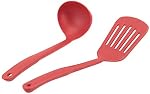Amazon Basics Ceramic Non-Stick 12-Piece Cookware Set, Red - Pots, Pans and Utensils