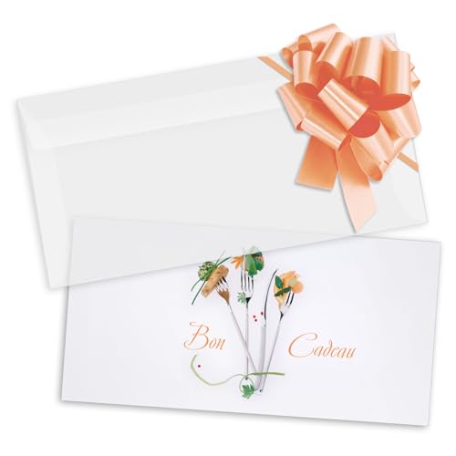 Bon cadeau à remplir POS BON avec enveloppe et ruban pour gastronomie x25