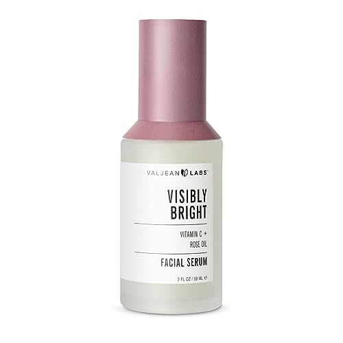Valjean Labs Visibly Bright Facial Serum with Vitamin C & Rose Oil - Enhance Radiance, Brightness, Moisture, & Skin Tone | Relieve Redness (2 oz)