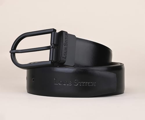 Image of LOUIS STITCH Men's Reversible Italian Leather belt for men 1.25 inch (35mm) Waist Strap Black Brown Belt (BEPLNJ)