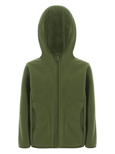 Kids Girls Boys Fleece Coat Long Sleeve Hooded Jacket with Pockets Outerwear Fall Winter Causal Daily Wear
