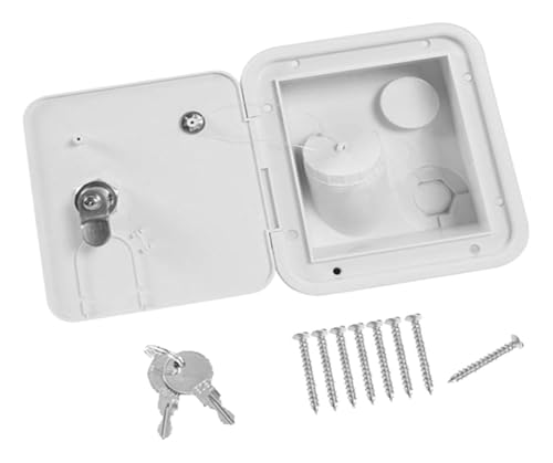 Water Locking Cap for RV for Gravity Fresh Water Fill Hatch Inlet with Keys for Boat Caravans Cars, 16.6cmx15cmx9.4cm(White)