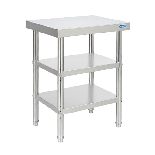 KUARBARR Stainless Steel Table 18 x 24 Inch, 3 Tier Commercial Metal Table
