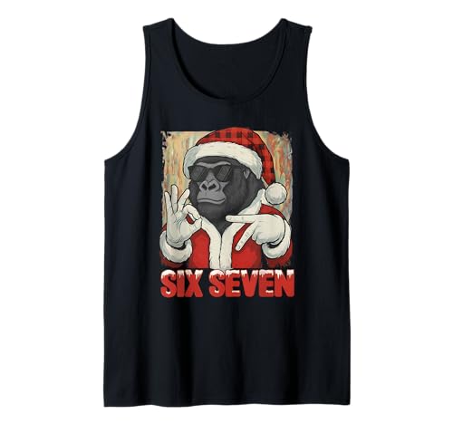 Six Seven 67 Meme Gorilla Funny Chistmas Men Women Boys Teen Tank Top
