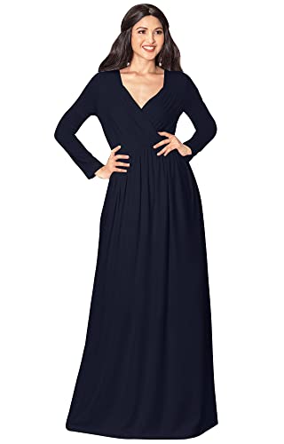 Image of KOH KOH Womens Long Sleeve Empire Cocktail Elegant Evening Versatile Maxi Dress