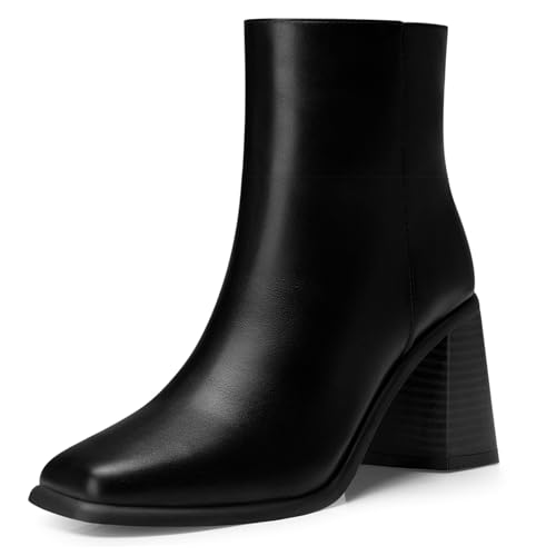 Women Heel Ankle Boots: 2.91 In Chunky Heels, Fashion Square Toe Short Boots, 2025 Fall Winter Booties for Night out, Office, Company, Business, Weekend, Trip, Vacation