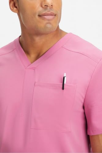 Image of Fabletics Men's Helix 1-Pocket Scrub Top - MotionTech, Wrinkle-Resist, Chest Pocket, Anti-Shrink, Semi-Slim Fit