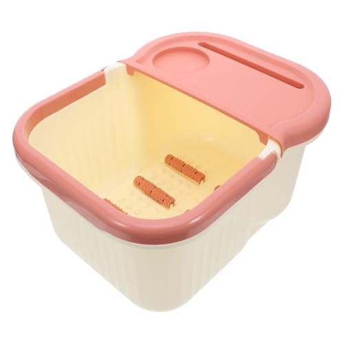 VALICLUD Bac à Pédicure Petit Format Beige Semi-Ouvert en Plastique Bain de Pieds Massage Acupression Conservation Chaleur Longue Durée pour Soins à Domicile en Hiver