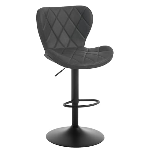 WOLTU Barhocker, Barstuhl höhenverstellbar, Drehhocker 360°, Hocker mit Rückenlehne Fußstütze, Bistrostuhl ergonomisch, Kunstleder Metallgestell, für Bar Bistro Kücheninsel, Anthrazit, BH418an-1