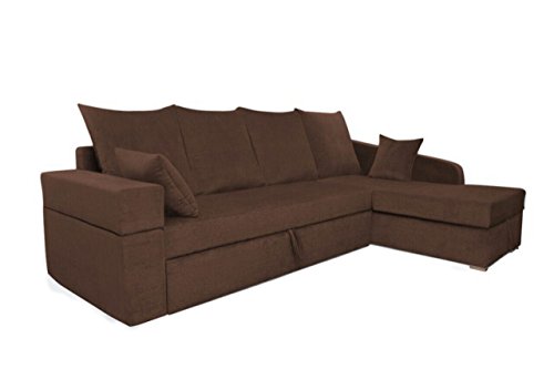 Adorn India Comfort Line L Shape 6 Seater Corner Sofa Cum Bed RHS (Brown)
