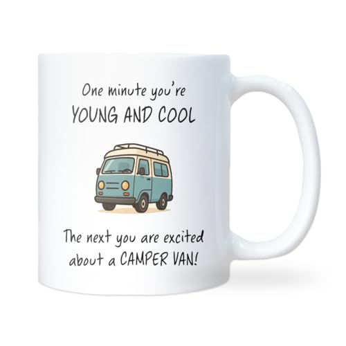 Confidently Quirky - Funny Camper Van White Mug, Funny Camper Van...