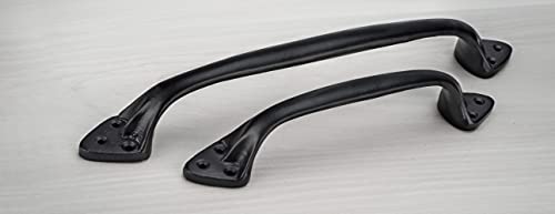 Image of Richelieu Hardware BP9465305900 Sheffield Collection 12-inch (305 mm) Center-to-Center Matte Black Traditional Curved Pull Handle for Barn Doors, Cabinets, Drawers, and Furniture (Pack of 2)