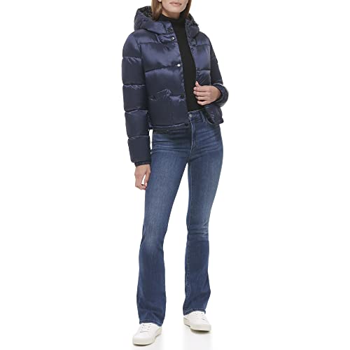 Calvin-Klein-Womens-Lightweight-Cropped-Hooded-Snap-Pockets-Puffer
