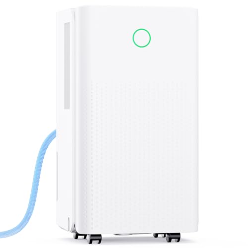 Deshumidificador 12L/Día, Deshumificadores Electrico con Compresor, 3 Modos, Silencioso y de Bajo Consumo, Depósito 2,2L, Drenaje Continuo, Temporizador 24h, Control Automático de Humedad para Hogar