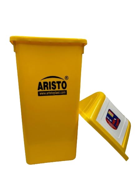 Image of ARISTO Square Swing Lid Plastic Dustbin 60 LTR (Yellow)