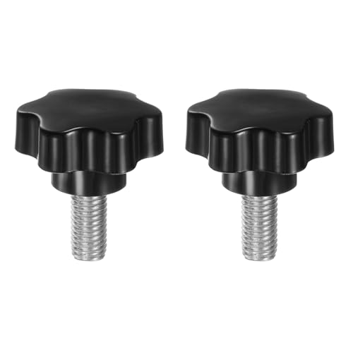 QUARKZMAN 2 Stück Rändelschrauben mit Sterngriff M12 x 25mm x 46mm Sterngriffschraube Kunststoff Knopf Edelstahl 304 Gewindebolzen Klemmschraube Sterngriffmutter Klemmknopf für Maschine