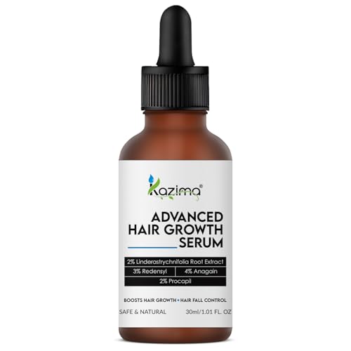 Image of KAZIMA Advanced Hair Growth Serum | 3% Redensyl, 4% Anagain, 2% Procapil, 2% Lindera Strychnifolia, Rosemary & Black Rice Extract | Hair Growth & Hair Fall Control Serum | Boosts Hair Density | 30 ml