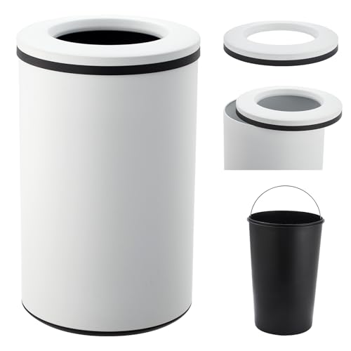 Caneca de basura acero inoxidable 40L abierta blanca