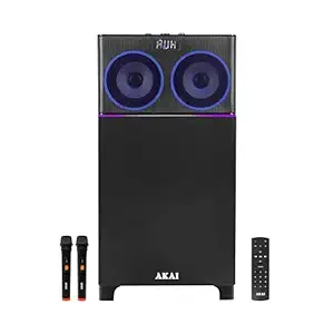 AKAI Bluetooth Party Speaker with Mic High Bass & Sound - Dynamic LED Lights 100W Home Theater Music System - Karaoke Speaker with Mic System - Support, AUX, USB