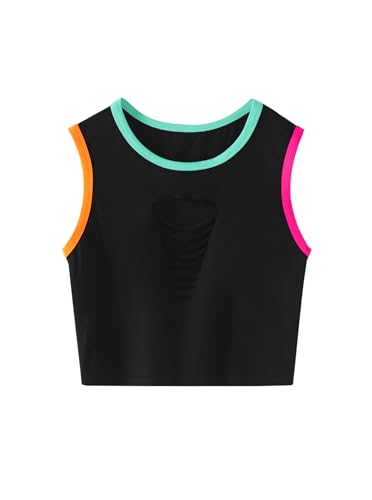 Image of LovelyWholesale Women Sexy Cut Out Crop Tank Tops Crew Neck Summer Sleeveless Top