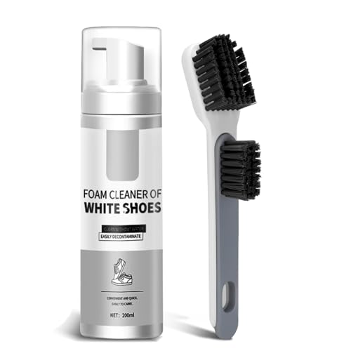 Shoe Cleaning Kit 200ml White Shoe Cleaner with Brush Foam Sneaker Cleaner Removes Dirt and Stain Shoe Cleaner Kit with Brush for White Shoes Leather Knit Boots Canvas Suede PU Fabric