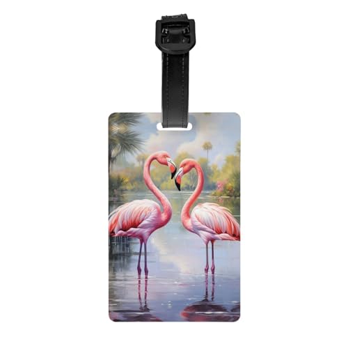 Etiquetas de equipaje con estampado de flamencos, identificadores de etiquetas de maleta, crucero, aeropuerto, artículos esenciales de viaje
