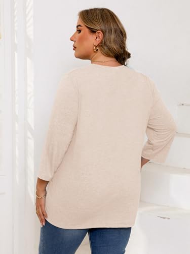 Chulianyouhuo Plus Size Tops for Women Cute Graphic Tees 3/4 Sleeve Flower Print Loose Fit Summer Casual T Shirts4