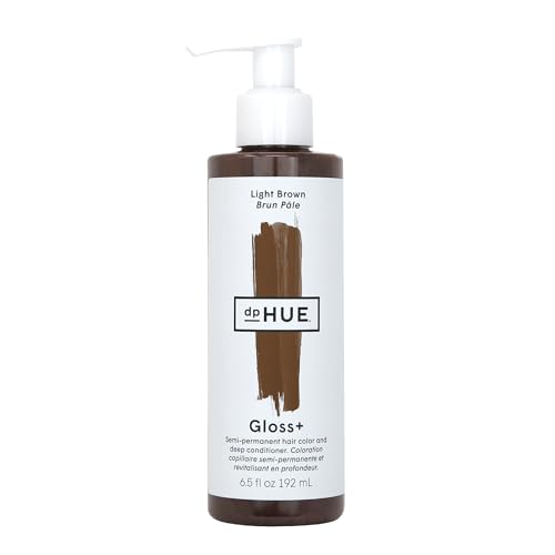 dpHUE Gloss+, Light Brown - 6.5 oz (8-12 Applications) - Semi-Permanent Hair Color & Conditioner - Lasts Up to Eight Washes - Paraben, SLS & SLES Sulfate Free - Vegan, Leaping Bunny Certified