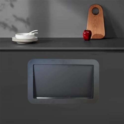 304 Stainless Steel Commercial Trash Can Cover, Easy Push Lid, Square Built-in Garbage Bin, Kitchen Countertop Trash Cover, Side Mount Chute Lid, Stylish & Durable