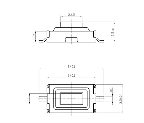 Bouton poussoir micro interrupteur 2PIN à retour automatique instantané