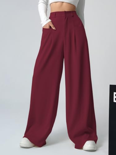Image of GRECIILOOKS Trousers for Woman | Womens High Rise High Waist Flared Korean Style | Formal Pant for Women Office Wear| Track Pants for Womans Elegant for College & Events (Available in Plus Size)