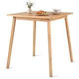 COSTWAY Esstisch 70x70 cm, Küchentisch aus Bambus, quadratischer Holztisch, Esszimmertisch für 2 4 Personen, für Esszimmer, Küche, Natur