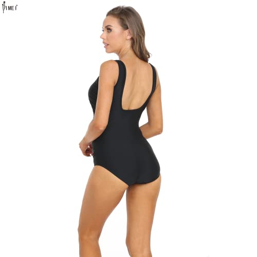 BIMEI Women's One Piece Mastectomy Swimsuit Pocketed Swimwear for Silicone Fake Breast Form 1253