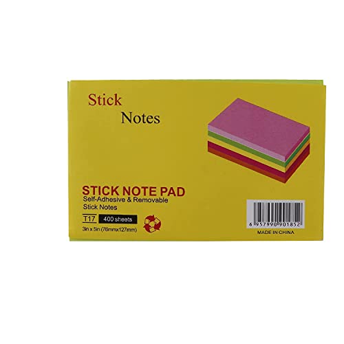 Image of Amazon Brand - Umi Sticky Notes 3 x 5 Inch Pad 4 Colors (400 Sheets)
