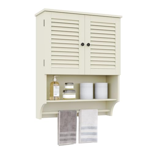 ChooChoo Bathroom Wall Cabinet with Towels Bar, 23.6" L x