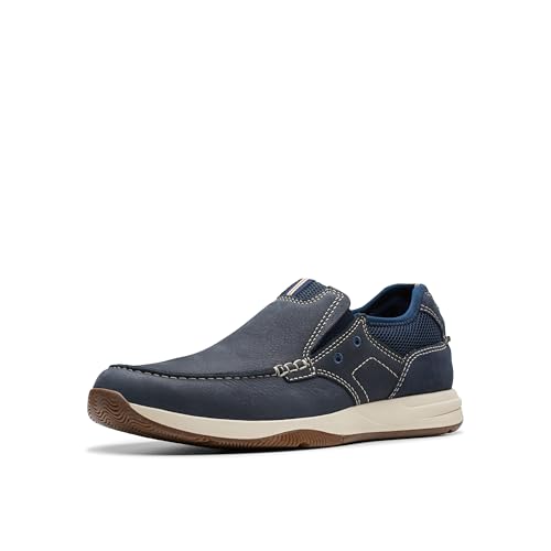 Clarks Sailview Step - Zapatos náuticos para Hombre, Azul Marino (Navy Nubuck), 9.5 Wide