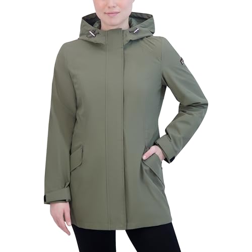 HFX Women's Water Resistant Anorak Rain Coat Jacket, Moss Green