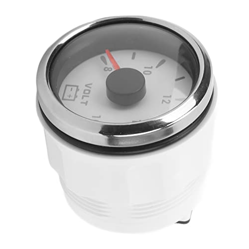 Naroote Voltmètre Marin étanche avec Rétroéclairage 7 Couleurs, Jauge de Tension Marine de Haute Précision pour Bateau, Camping-car, Voiture, 9-32 V en Acier Inoxydable 316 adapté aux Navires, (WHITE)