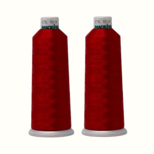 Madeira Polyneon Embroidery Thread - 2 Pack Red - 1838-5500 YD 40 Wt