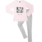 United Labels Disney Mickey Mouse Schlafanzug für Damen - Minnie & Mickey Pyjama Set Langarm Oberteil mit Hose Rosa/Grau (L)