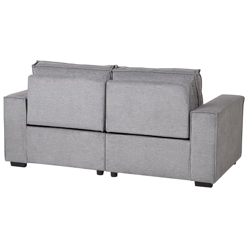 Divano Reclinabile Elettrico In Tessuto A 2 Posti Grigio Design Moderno Funzione Relax - 7